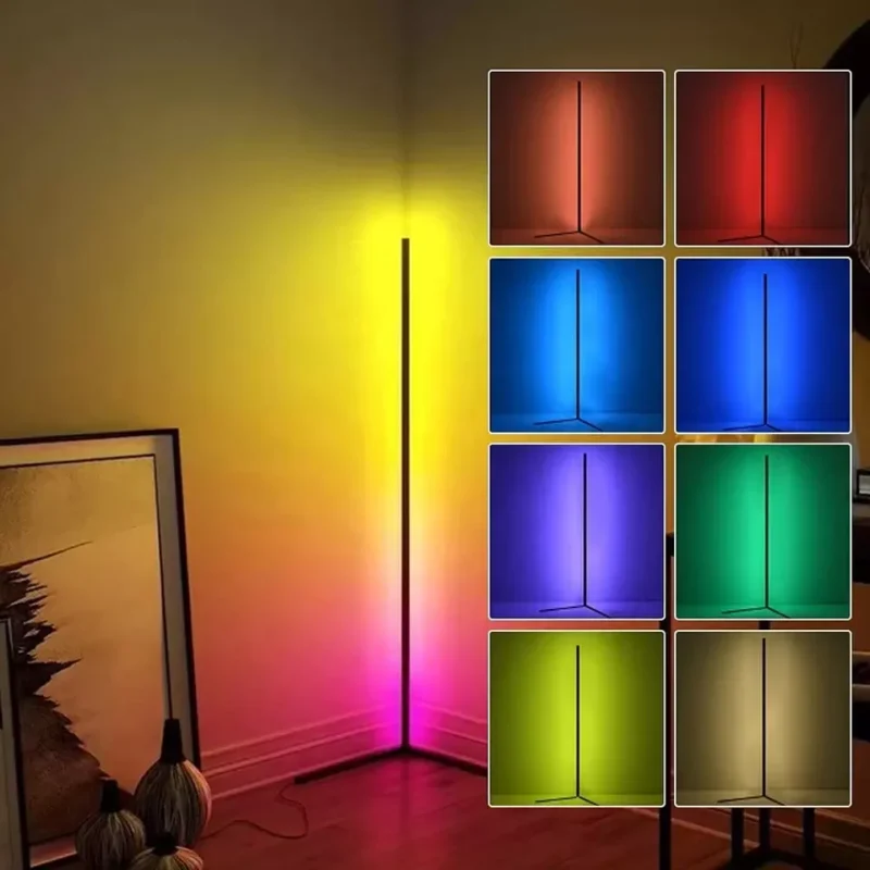 Modern RGB Corner Floor Lamp Set with Remote Control and Music Sync for Living Room - Image 2