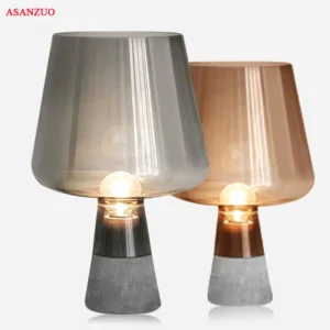 Modern Cement & Glass Table Lamp with E14 Base for Bedroom Nightstand